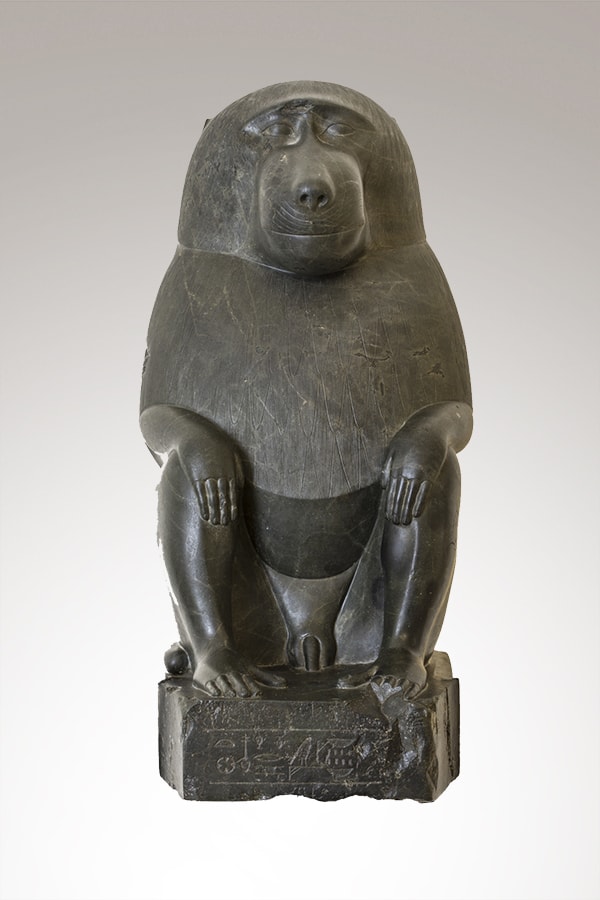 Statue vom Gott Thot aus Basalt
